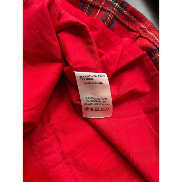 Pink Lily Red Tartan Plaid Mini Skirt "Clueless Vibes" Lined Wool Blend Sz Small - Picture 6 of 6